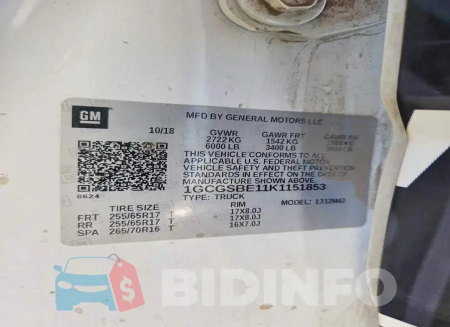 1GCGSBE11K1151853 Photo# 12