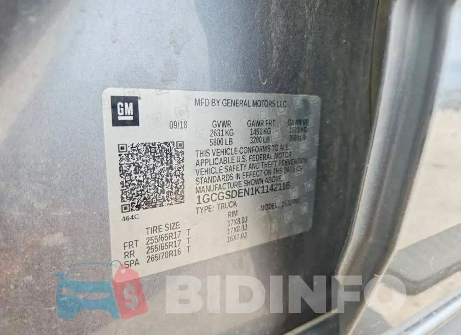 1GCGSDEN1K1142116 Photo# 12