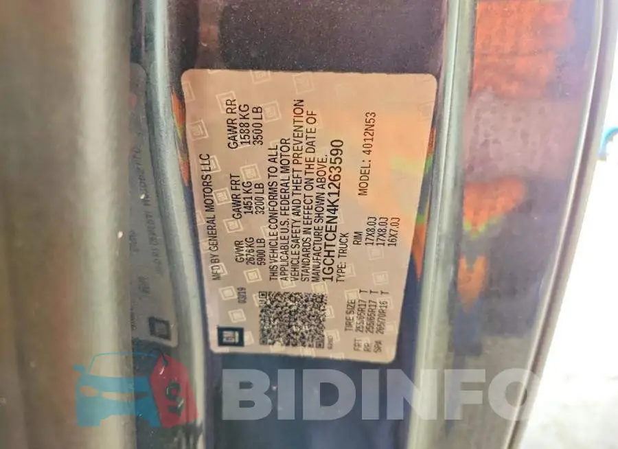 1GCHTCEN4K1263590 Photo# 12