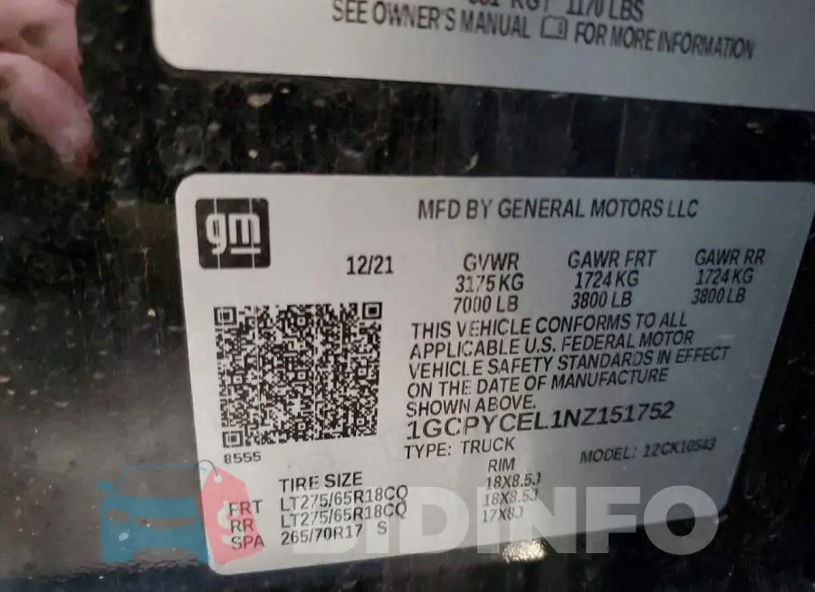 1GCPYCEL1NZ151752 Photo# 12