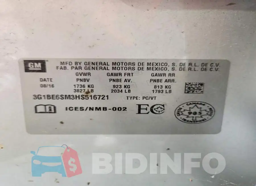 3G1BE6SM3HS516721 Photo# 12