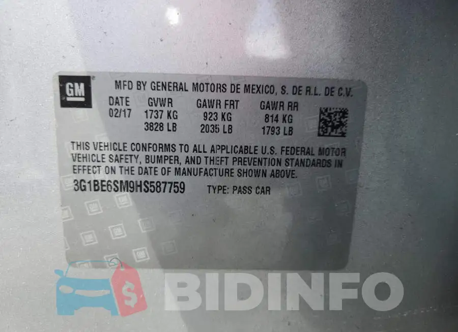 3G1BE6SM9HS587759 Photo# 12