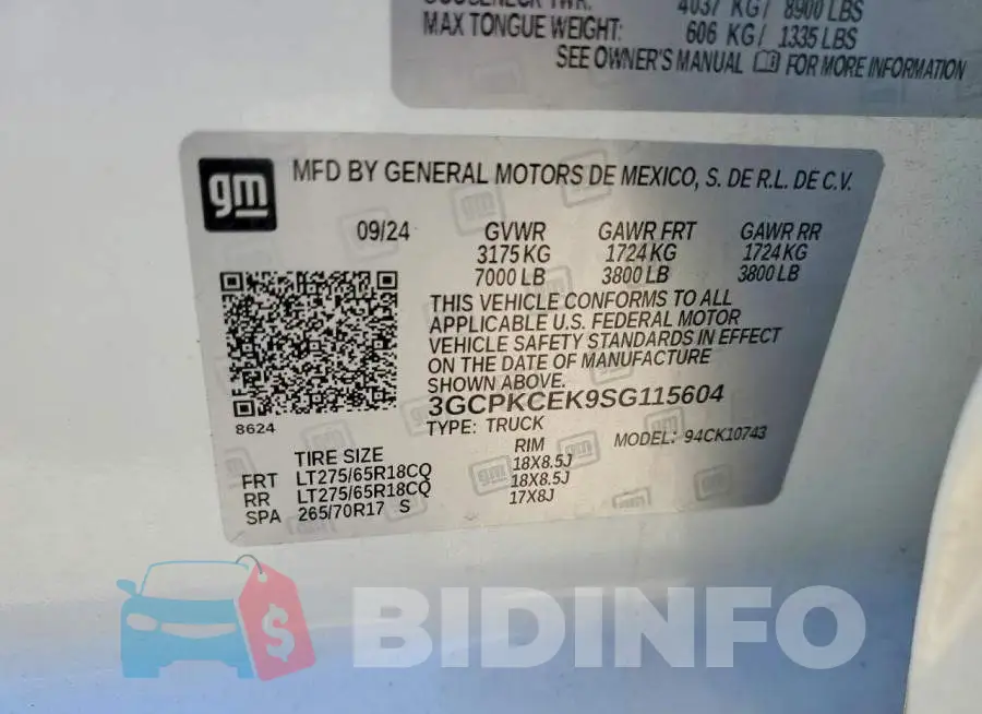 3GCPKCEK9SG115604 Photo# 13