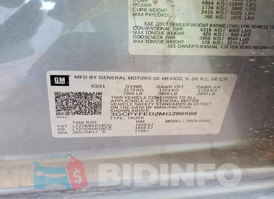 3GCPYFED2MG286568 Photo# 12