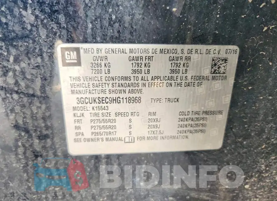 3GCUKSEC9HG118968 Photo# 13