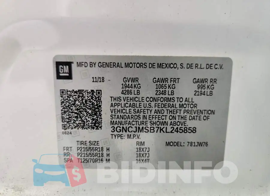 3GNCJMSB7KL245858 Photo# 13