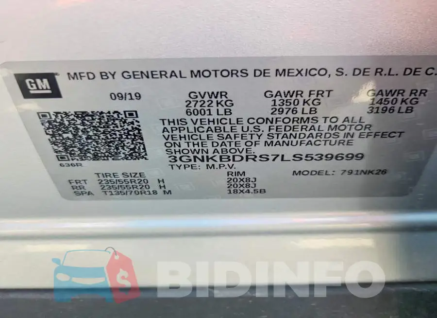 3GNKBDRS7LS539699 Photo# 13