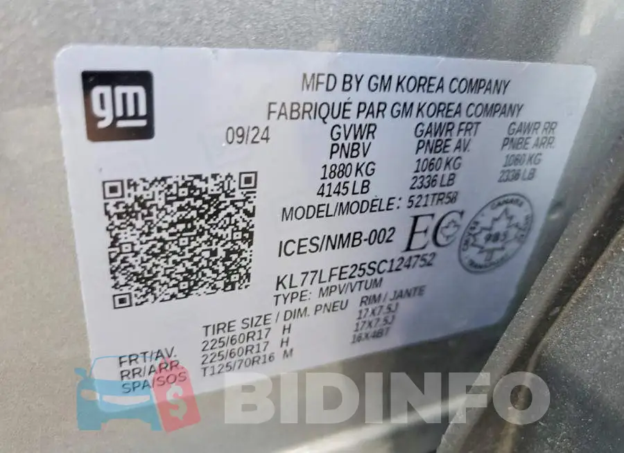 KL77LFE25SC124752 Photo# 12