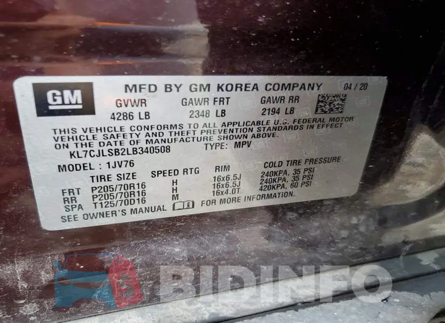 KL7CJLSB2LB340508 Photo# 12
