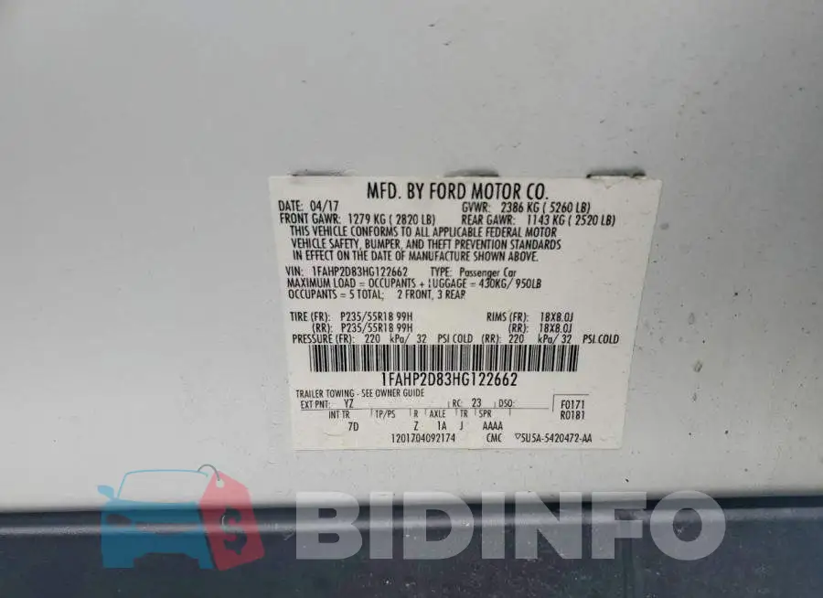 1FAHP2D83HG122662 Photo# 12