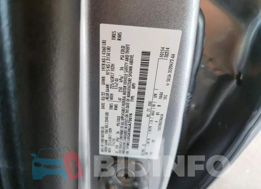 1FMCU0G63NUA70616 Photo# 12