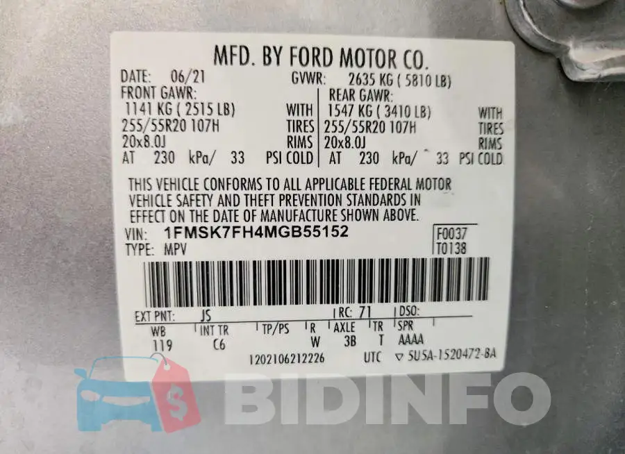 1FMSK7FH4MGB55152 Photo# 12