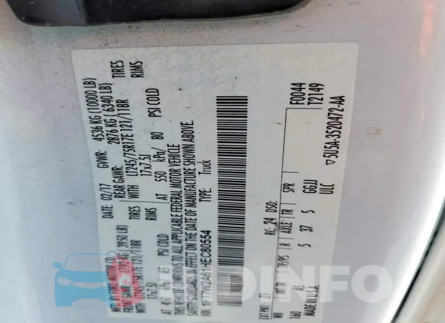 1FT7W2A61HEC80554 Photo# 13