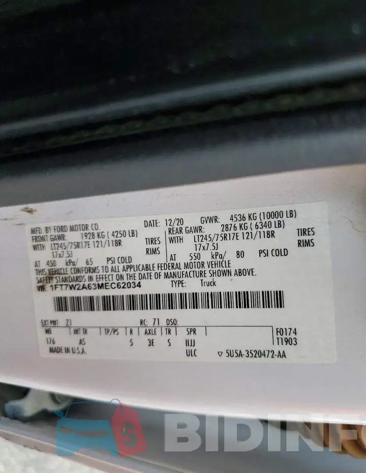 1FT7W2A63MEC62034 Photo# 12