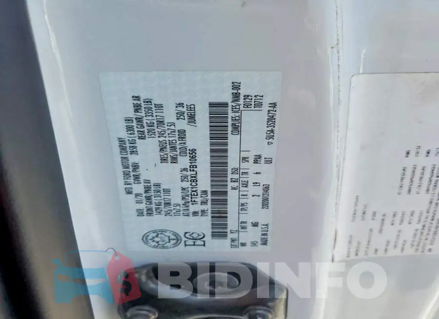 1FTEX1CBXLFB10656 Photo# 12