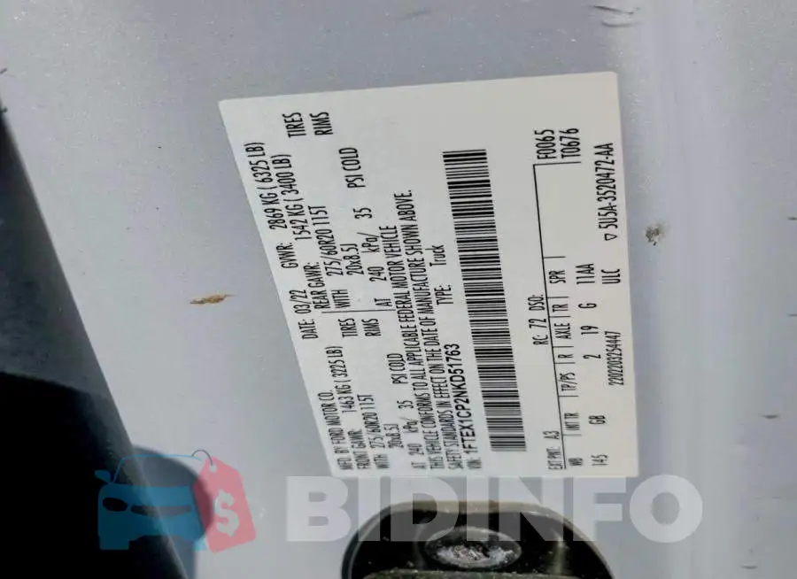 1FTEX1CP2NKD51763 Photo# 12