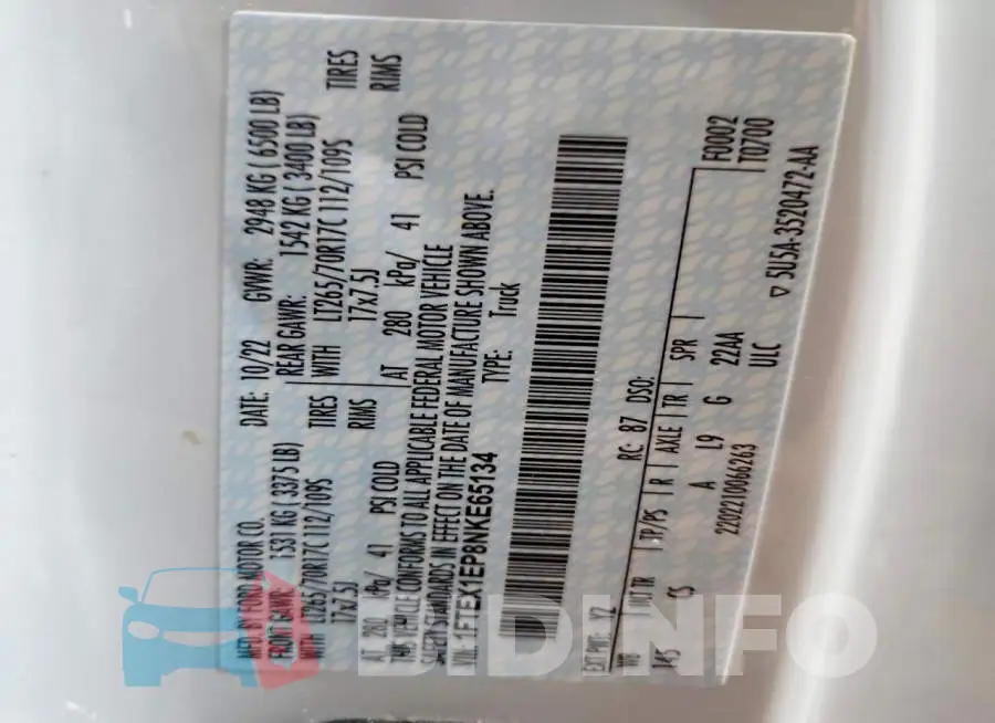 1FTEX1EP8NKE65134 Photo# 12