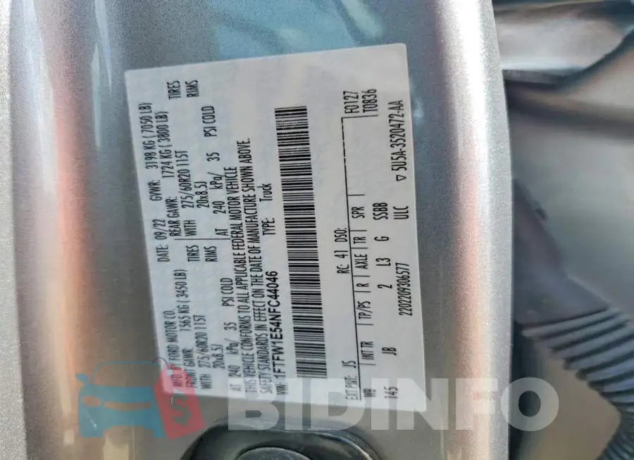 1FTFW1E54NFC44046 Photo# 12