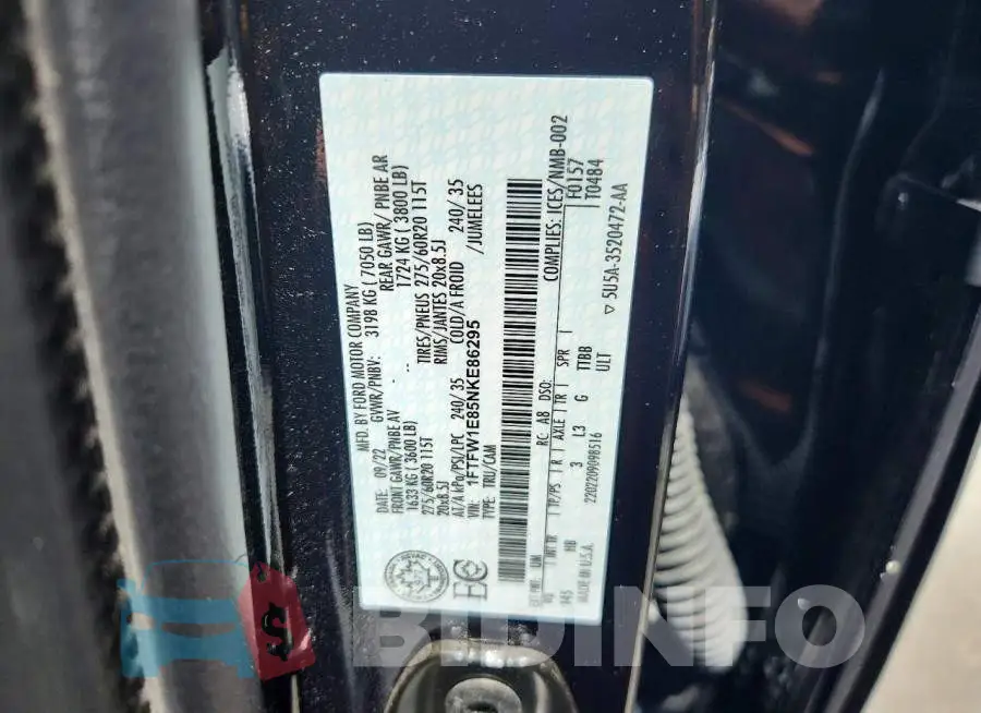 1FTFW1E85NKE86295 Photo# 12