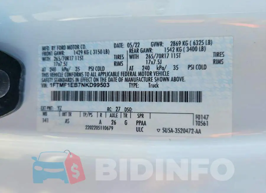 1FTMF1EB7NKD99503 Photo# 12