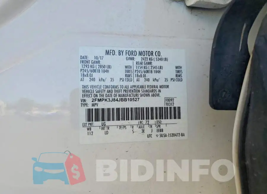 2FMPK3J84JBB10527 Photo# 13