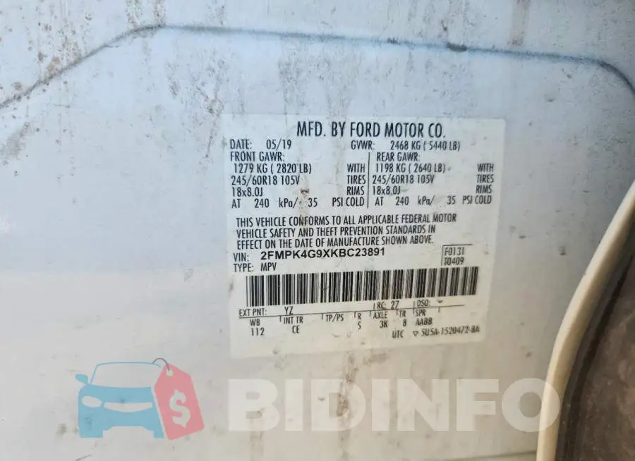 2FMPK4G9XKBC23891 Photo# 13