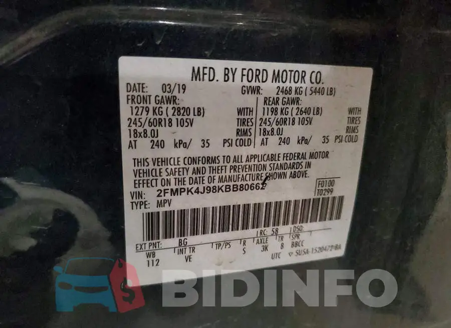 2FMPK4J98KBB80662 Photo# 13