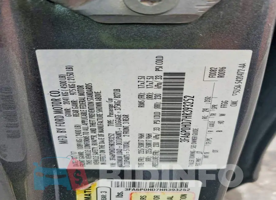 3FA6P0HD7HR393252 Photo# 12