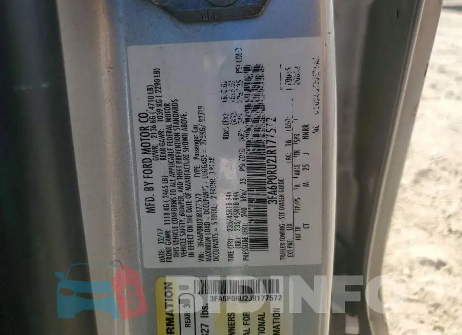 3FA6P0RU2JR177572 Photo# 12