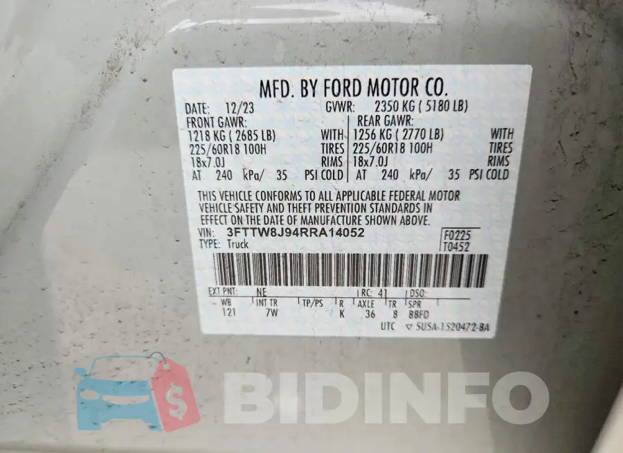 3FTTW8J94RRA14052 Photo# 12