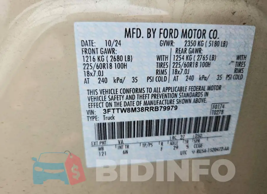3FTTW8M38RRB79979 Photo# 12