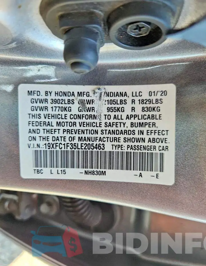 19XFC1F35LE205463 Photo# 13