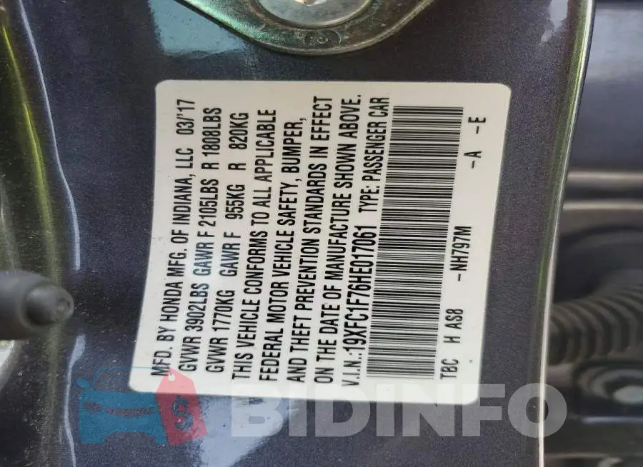 19XFC1F76HE017061 Photo# 12