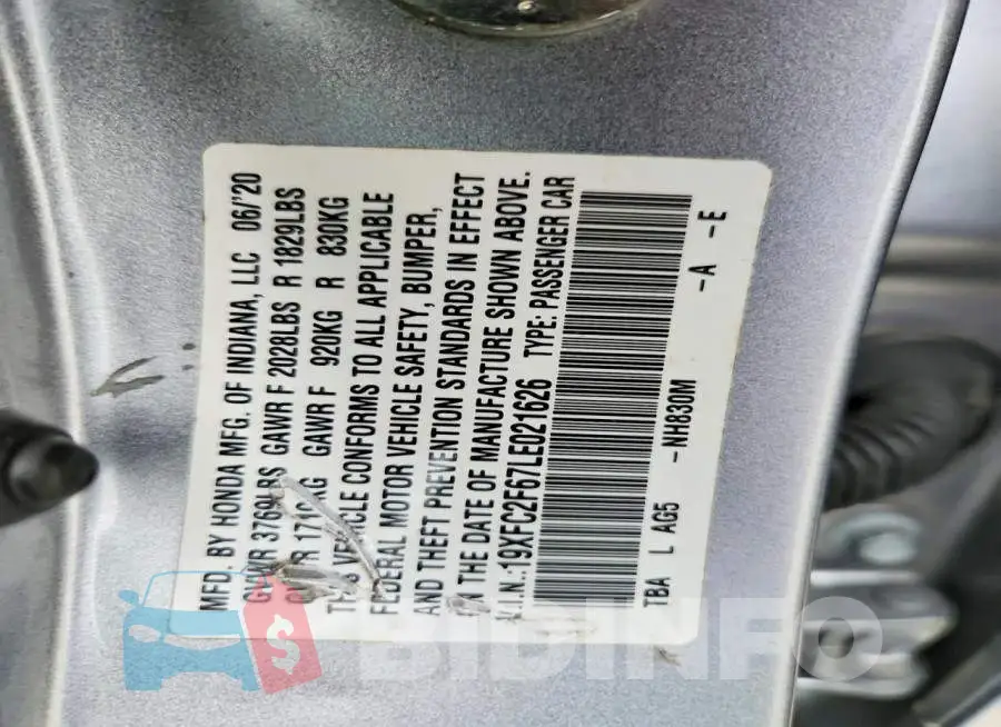 19XFC2F67LE021626 Photo# 12
