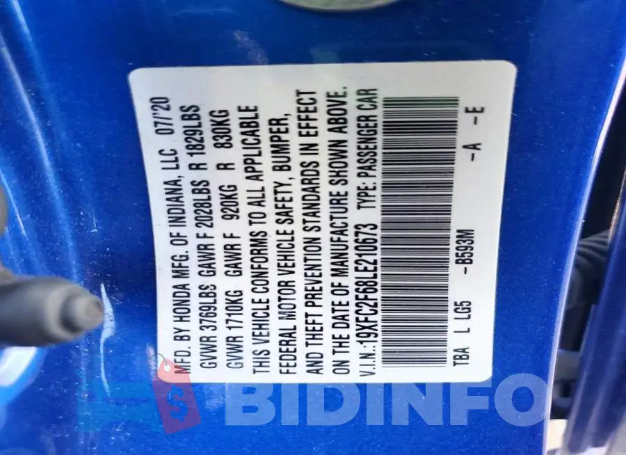 19XFC2F68LE210673 Photo# 13