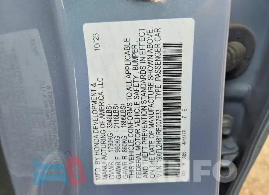 19XFL2H81RE007633 Photo# 12
