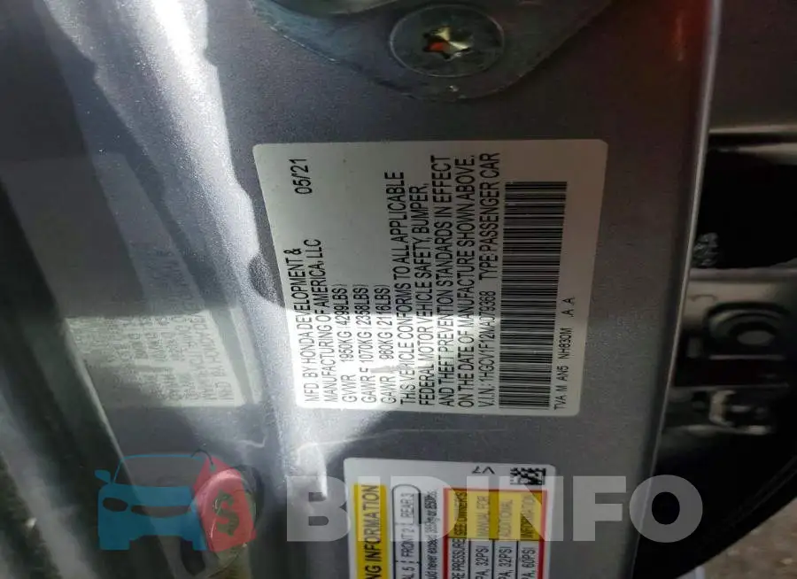 1HGCV1F12MA079368 Photo# 12