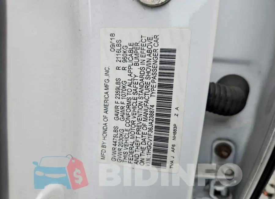 1HGCV1F36JA238874 Photo# 12
