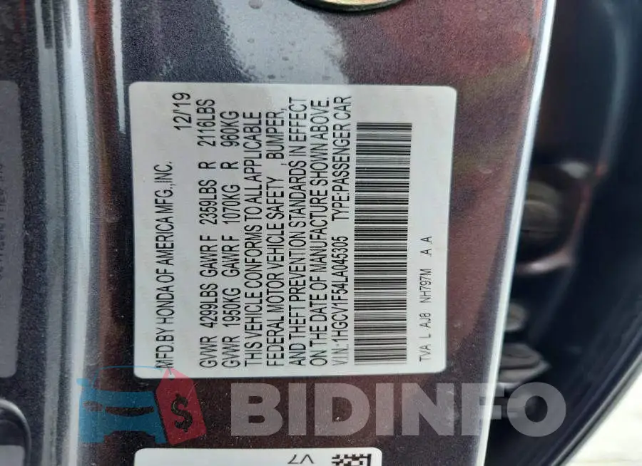 1HGCV1F54LA045305 Photo# 12