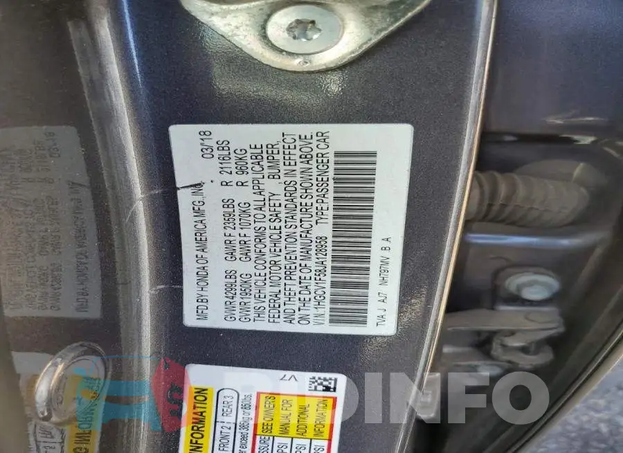 1HGCV1F58JA128958 Photo# 12