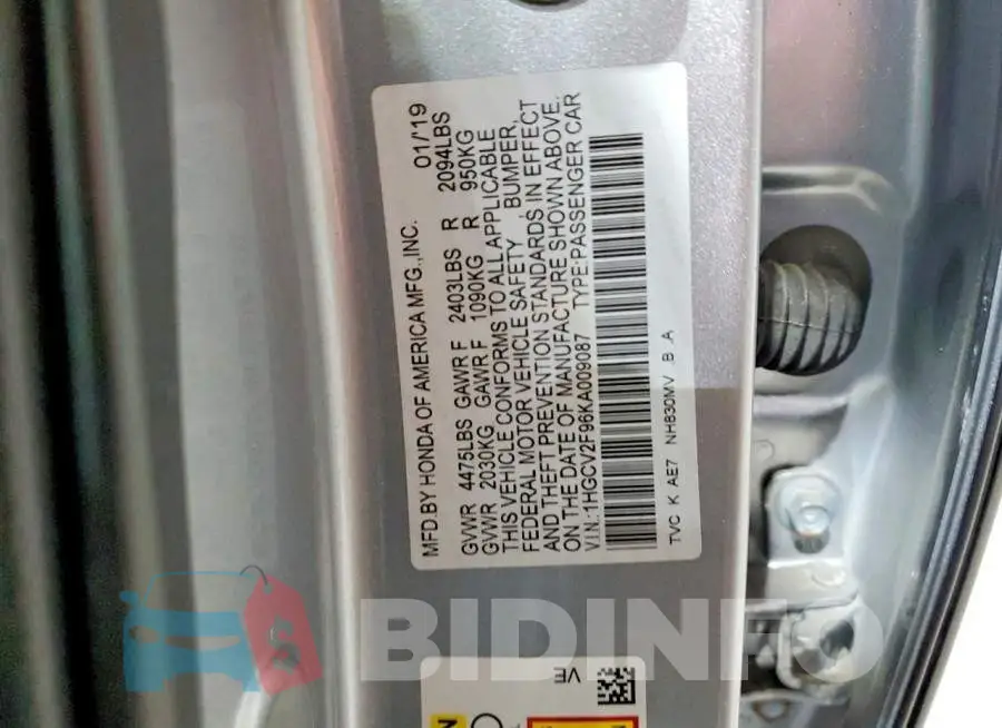 1HGCV2F96KA009087 Photo# 12