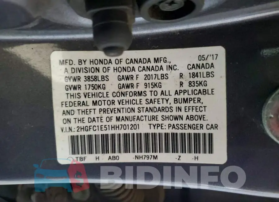 2HGFC1E51HH701201 Photo# 13