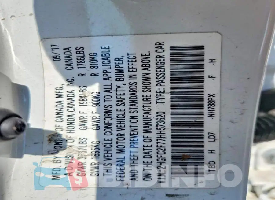 2HGFC2F77HH573620 Photo# 12