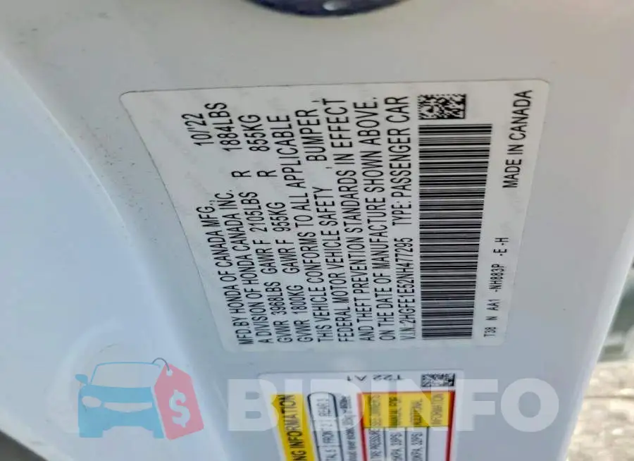 2HGFE1E52NH477295 Photo# 12