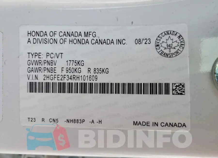 2HGFE2F34RH101609 Photo# 12