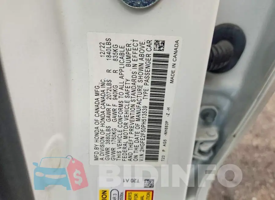 2HGFE2F50PH513539 Photo# 12