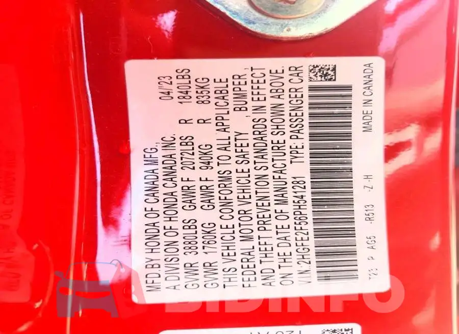 2HGFE2F56PH541281 Photo# 12