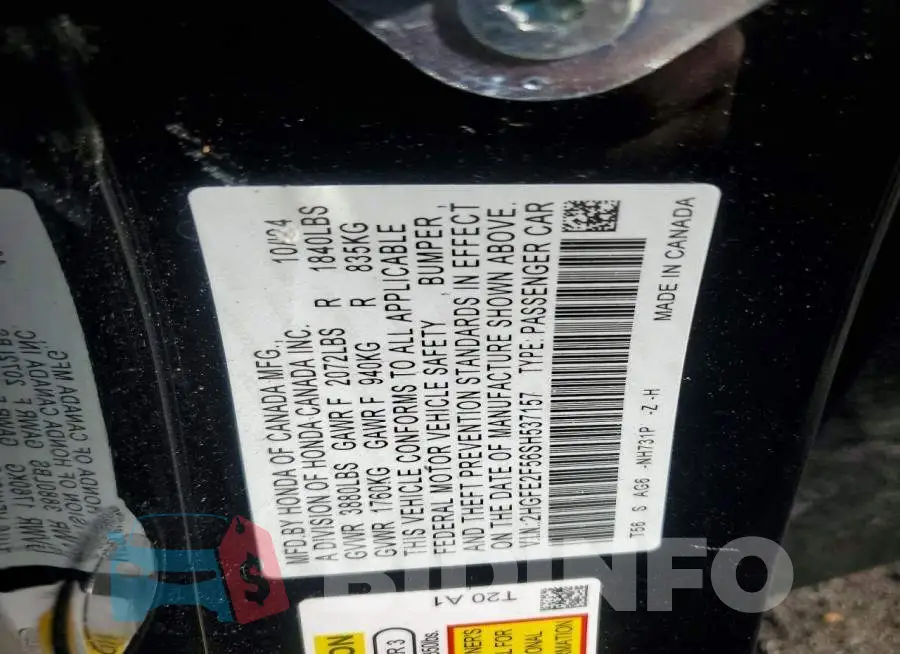 2HGFE2F56SH537157 Photo# 12