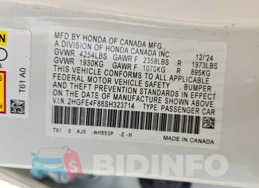 2HGFE4F88SH323714 Photo# 12