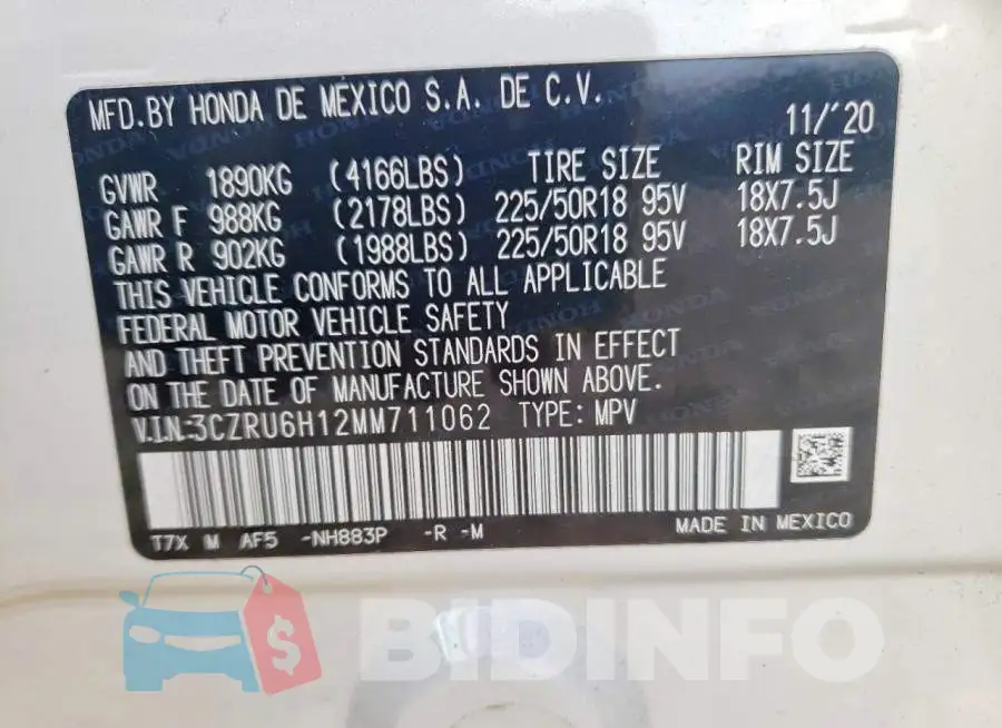 3CZRU6H12MM711062 Photo# 13